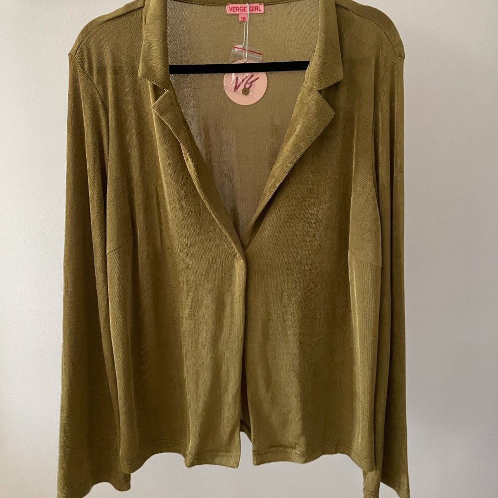 VRG GRL Check It Out Button Front Shirt // Olive